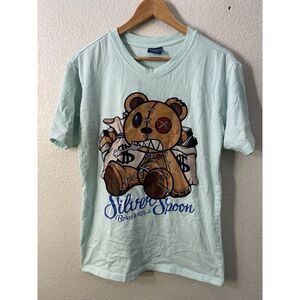 Victorious Brand‎ Born With A Silver Spoon Coral Bear T-Shirt Mens  Medium
